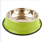 Pets Feeding bowl Anti Skid Stainless Steel Travel Food Water cat dog bowls Dish For Dog Cat Puppy 6 Colors