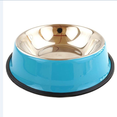 Pets Feeding bowl Anti Skid Stainless Steel Travel Food Water cat dog bowls Dish For Dog Cat Puppy 6 Colors