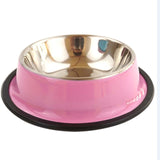 Pets Feeding bowl Anti Skid Stainless Steel Travel Food Water cat dog bowls Dish For Dog Cat Puppy 6 Colors