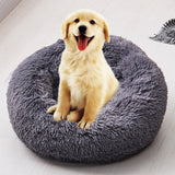 2019 New Round Dog Bed Washable Long Plush Dog Kennel Cat House Super Soft Cotton Mats Sofa For Dog Basket Pet Warm Sleeping Bed