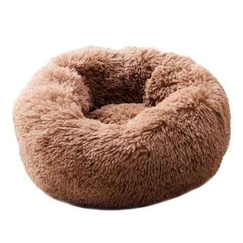 2019 New Round Dog Bed Washable Long Plush Dog Kennel Cat House Super Soft Cotton Mats Sofa For Dog Basket Pet Warm Sleeping Bed