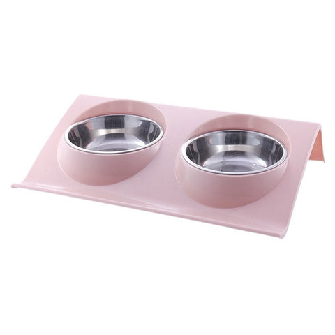 Double Dog Cat Bowls Stainless Steel Pet Food Water Feeder For Dog Puppy Cats Pets Supplies Feeding Dishes