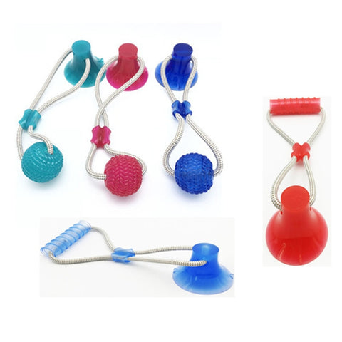 Dog Interactive Activity Toy Doggy Suction Cup Push Ropeball TugToy TPR ball for Pet Tooth Cleaning