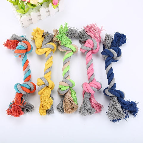 Pets dogs pet supplies 1pcs pet supplies Pet Dog Puppy Cotton Chew Knot Toy Durable Braided Bone Rope Funny Tool (Random Color )