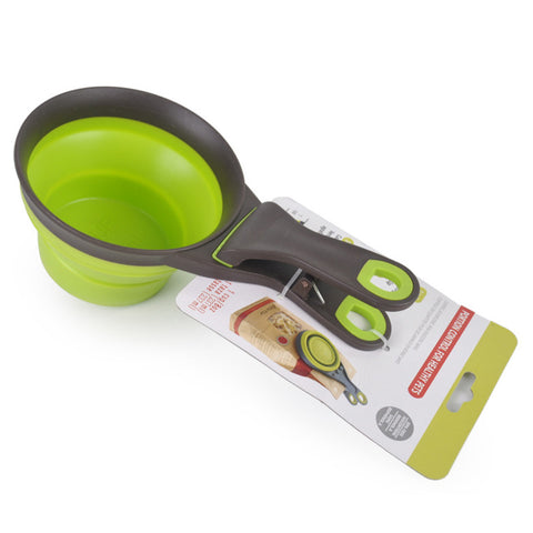 New Creative Measuring Cup Bag Sealing Clip Collapsible Pet Cat Dog Food Feeding Scoop Spoon