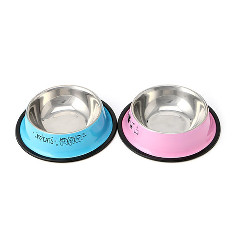 Multi-color Anti-Skid Stainless Steel Cat Dog Food Water Bowl Pet Feeding Bowl