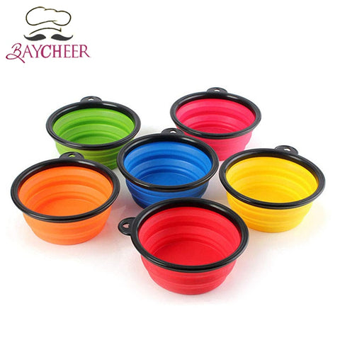 Pet Dog Foldable Feeding Bowl Silicone Water Dish Cat Portable Feeder Puppy Drinker Pet Travel Bowls Creative Pets Supplies